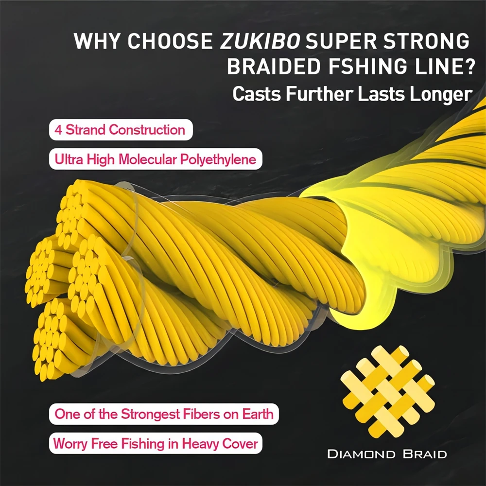ZUKIBO Super Power 4 Strands 300M 500M 1000M Braided Fishing Line X4 PE Japan Durbale Multifilament Carp Fishing Line Smooth 2