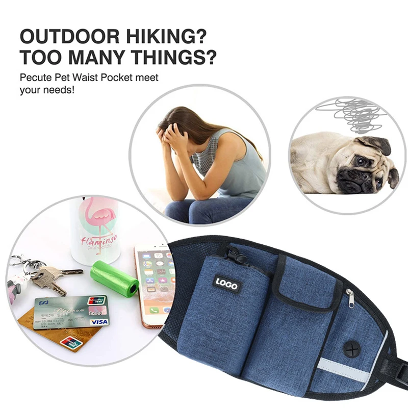QUESHARK Customized Logo Multi-Functional Sports Running Fitness Training Dog Waist Bag Outdoor Pet Fanny Pack With Leash 3