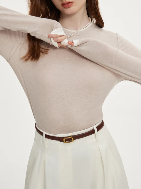 Fsle 19 1 Wool Women Long Sleeve Top Soft Thin Sweater For Women Slim Autumn Office.jpg