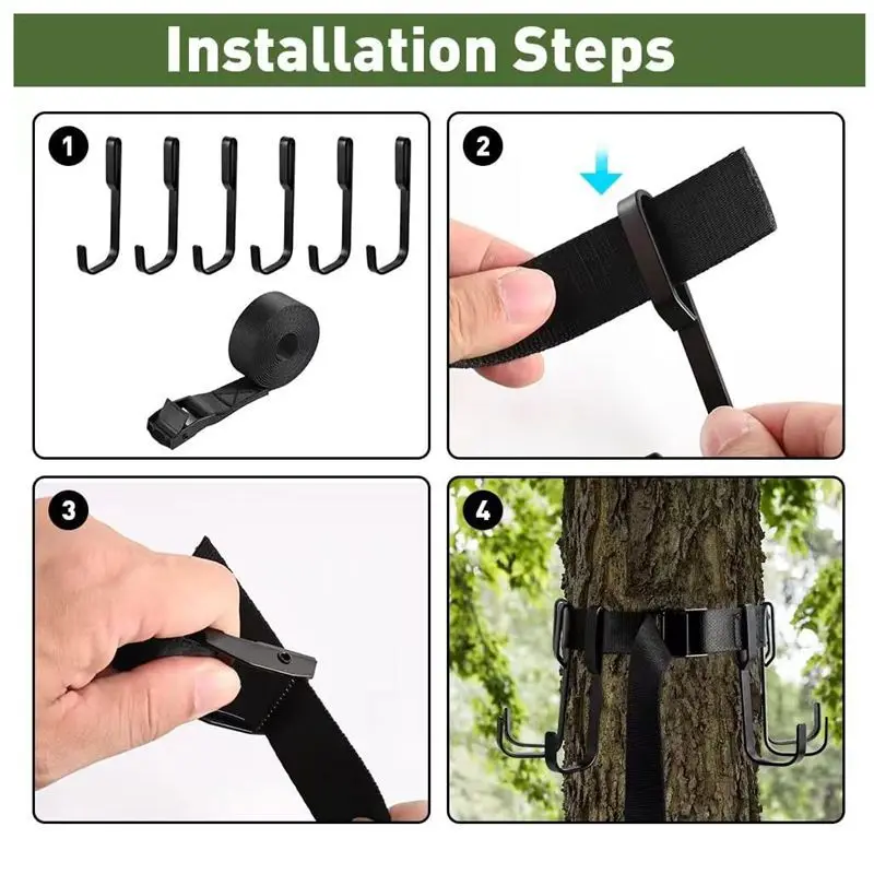 Treestand Strap Hangers Hooks Outdoor Hunting Accessory Bow Gear holder for Hunting Camping Hiking Camping Lightweight