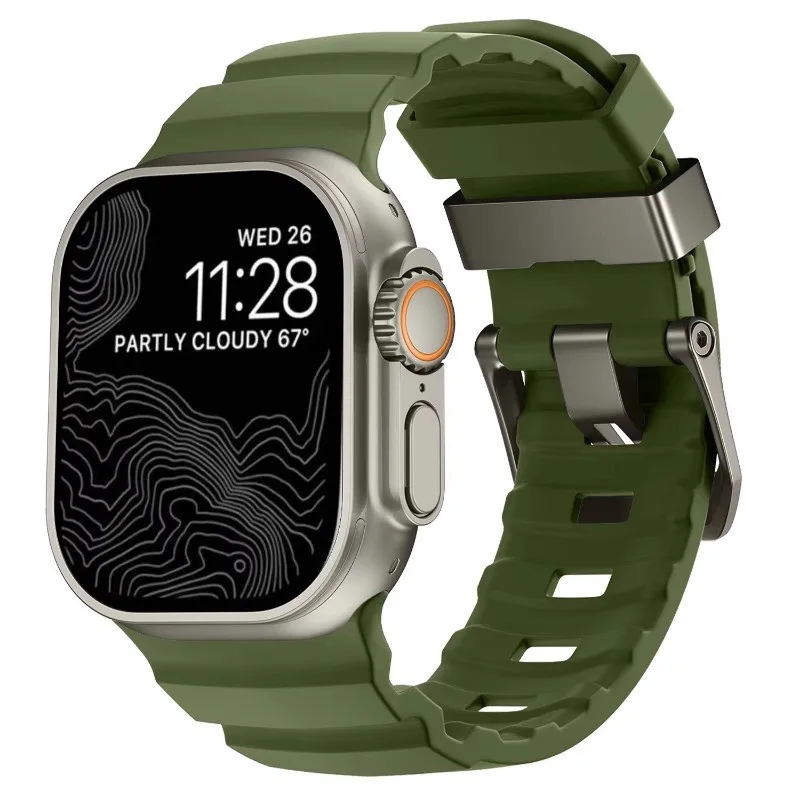 Luminous Sport Silicone & Titanium Metal Watch Band Bracelet