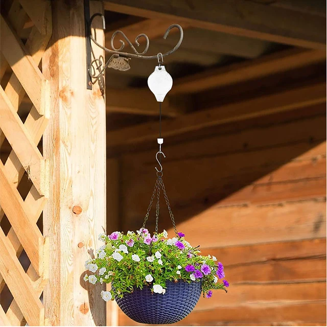 Kerti Kosarak Edények Lógó Horgos Állítható Emelőnövény Szíjtárcsák Behúzható Szíjtárcsa Lehúzható Fogas Növények Virág Horg - Image 4