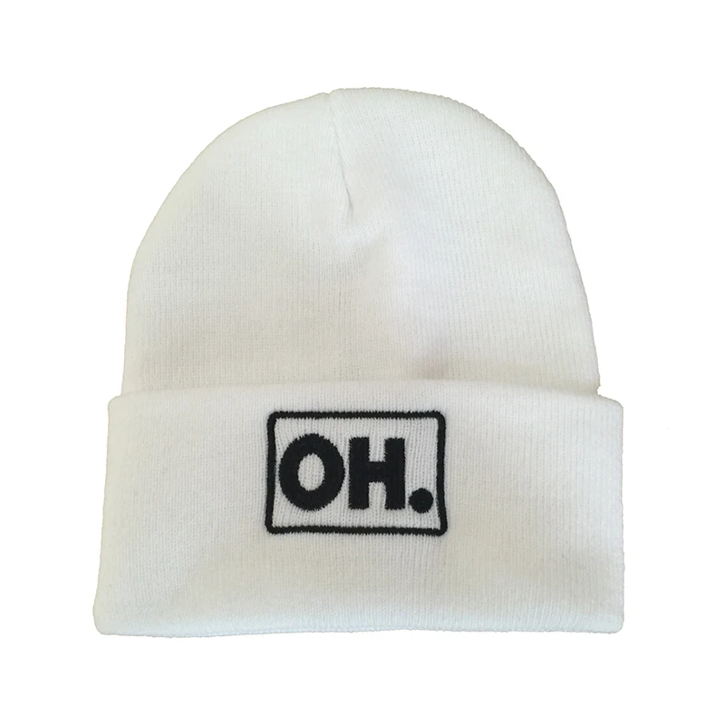 

Осенне-зимняя шапка из акрилового волокна, в европейском стиле, теплая вязаная шапка, белая, унисекс, модный головной убор с вышивкой, 1 шт.