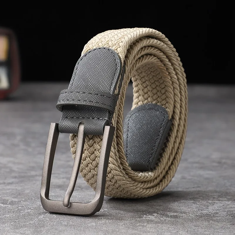 Nicht perforierte, nicht perforierte, gewebte Gürtel für Männer und Frauen, elastische elastische Canvas-Gürtel, koreanische Damenversion, vielseitige S – Detail 8