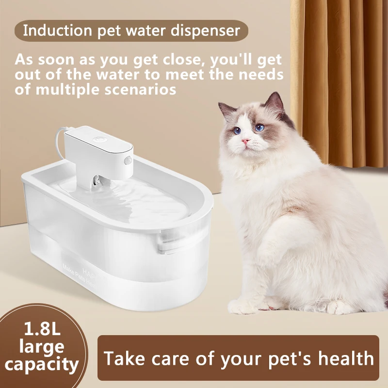 

Cat Automatic Water Fountain ABS material, Wireless Induction Chargeable Ultra Quiet, Pearl Healthy Water Dispenser for Pet