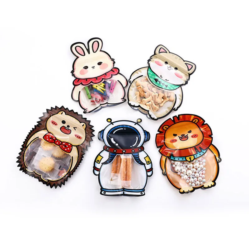 

100pcs Cartoon Cookie Packaging Sealing Snack Candy Bags Reusable Biscuit Zipper Sealed Fresh Storage Bags