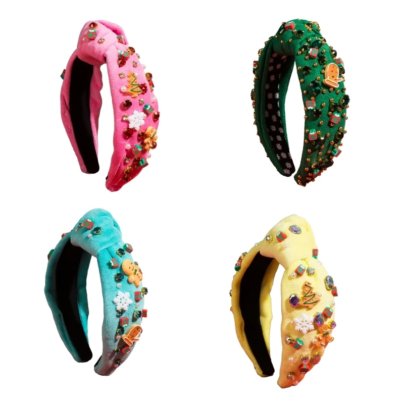 

Christmas Headband Delicate Knotting Wide Brim Hairband with Woman Teens Wash Face Makeup Hair Accessory