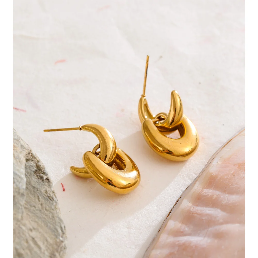Yhpup Stainless Steel U-Shape Earrings