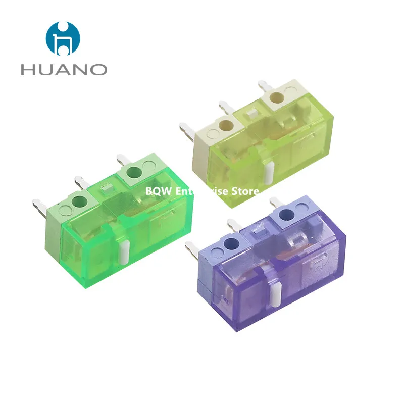 

Free Shipping 10Pcs New HUANO Mouse Switch Button Yellow Green Purple Transparent White Dot- 90M 100M 120 Million Click Lifespan