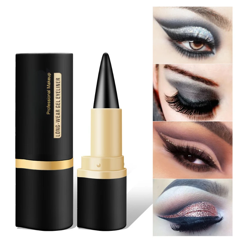 

Black Eyeliner Pencil Waterproof Eye Enhancing Stick Solid Thick Gel Smooth 24 Hours Long Lasting Smoky Eye Liner Cosmetic