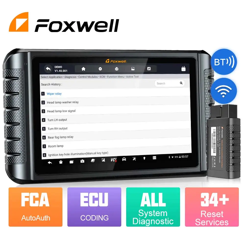 

FOXWELL NT1009 OBD2 Scanner Bluetooth Automotive ECU Coding All System 35+ Reset Bi-directional CANFD OBD 2 Car Diagnostic Tools