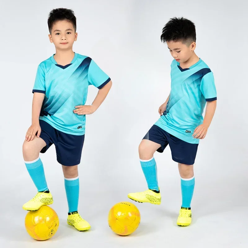 Football Jersey Set Soccer Uniform Boys Football Jersey tracksuit Child Soccer Sports Uniforms Kids Play Ball Sportswear Kits vest children's football suit Socks