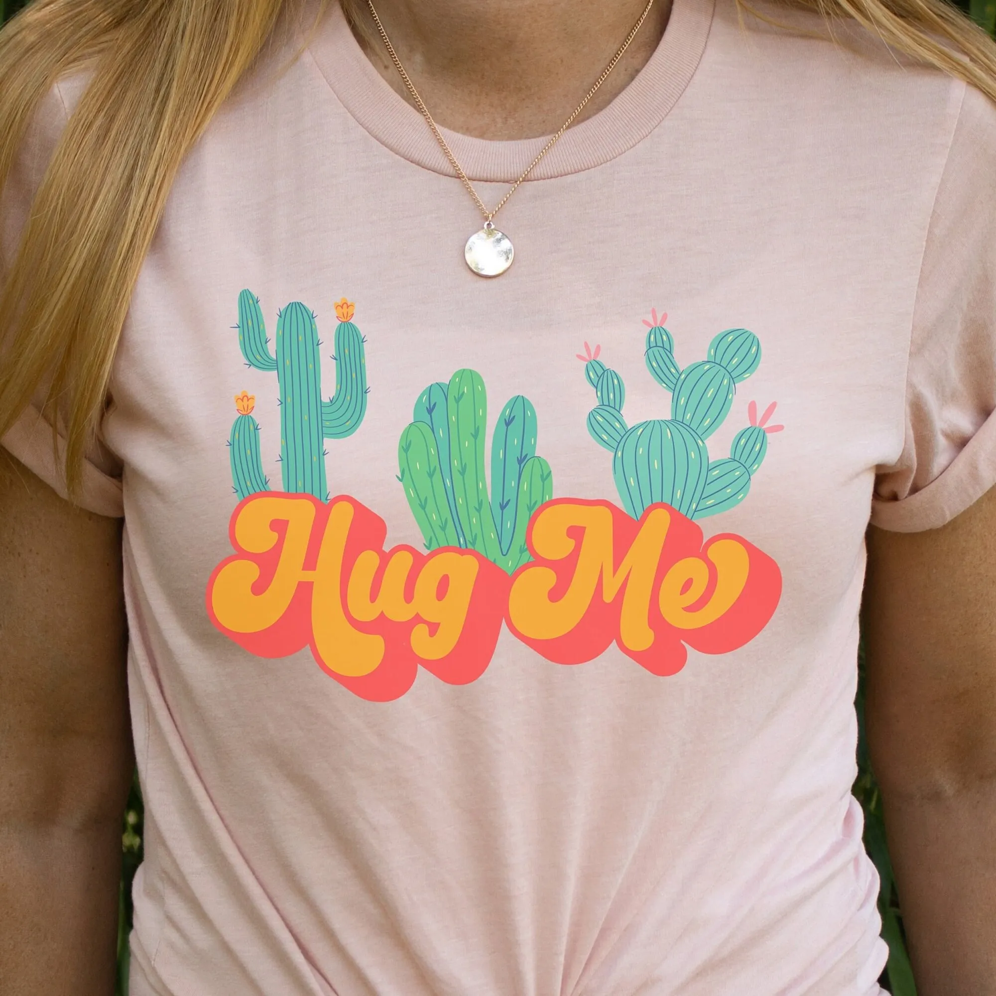 Hug Me Cactus T Shirt Donna Succulenta Divertente Arizona Plant Lady Palm Springs Desert Maniche Lunghe O Corte