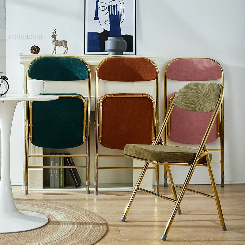 Retro Corduroy Dining Chairs Chairs for Kitchen Furniture Backrest Chair Neoclassical Design Creative Dining Room Folding Chair dining chair