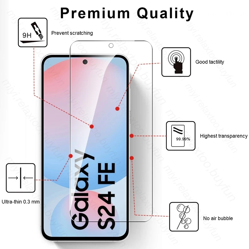 for Samsung Galaxy S24 FE 5G Case 5Pcs Protective Glass Sumsung Sansung S24FE S 24 FE 24FE Tempered Glass Screen Protector Cover 3