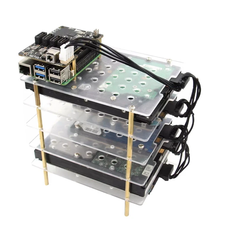 X1009 Pcie To 5 Port SATA Shield for Raspberry Pi 5 Pcie To 5X SATA 3.0 NOT Support Boot From HDD/SSD