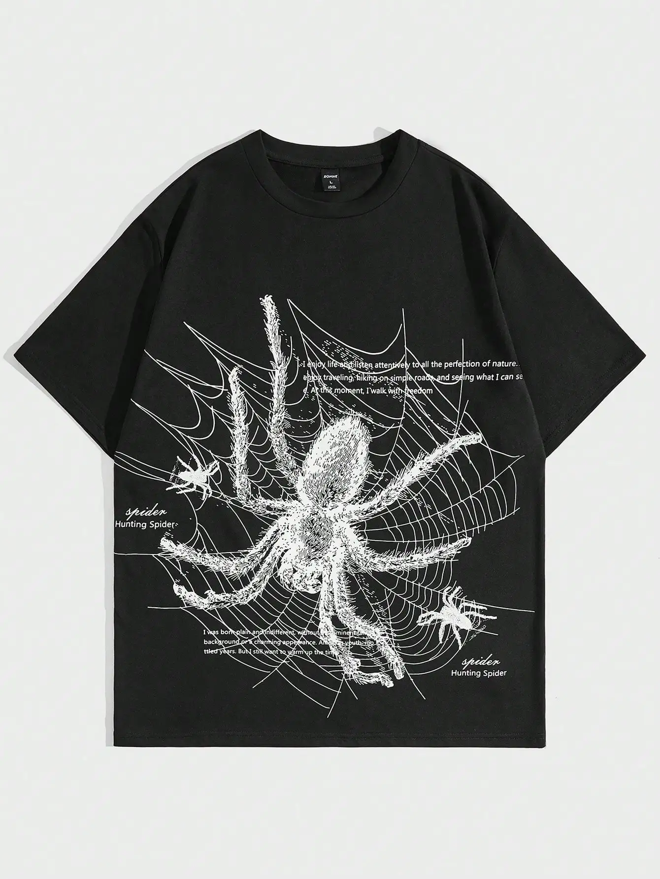 

American retro gothic style spider print short-sleeved T-shirt women high street European and American style high-end couple top