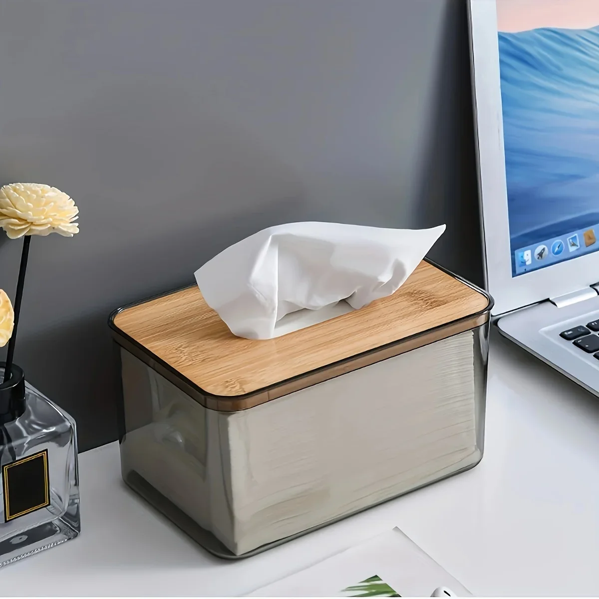 1pc, Tissue Box Holder, Desktop Tissue Holder Tissue Box Cover Clear Tissue Box,  Creative Tissue Box For Home 5