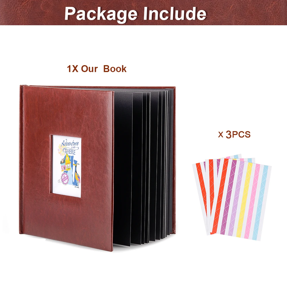 

10inch Memory Book DIY Handmade Photo Album Scrapbook 60 Page Leather Kraft Travel Album Anniversary Wedding Guest Book Gift