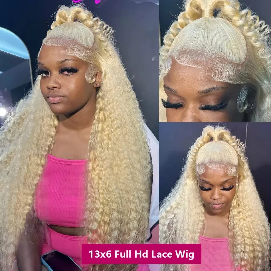 30 40 Inch 13x6 Hd Lace Frontal Human Hair Wigs For Women 13x4 Brazilian Deep Wave 613 Honey Blonde Curly Wigs On Sale Clearance 2