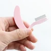 Folding Eyelash Separator Comb With Stainless Steel Teeth For Lashes Brows Portable Curved Eyebrow Comb Girls Makeup Tool 2