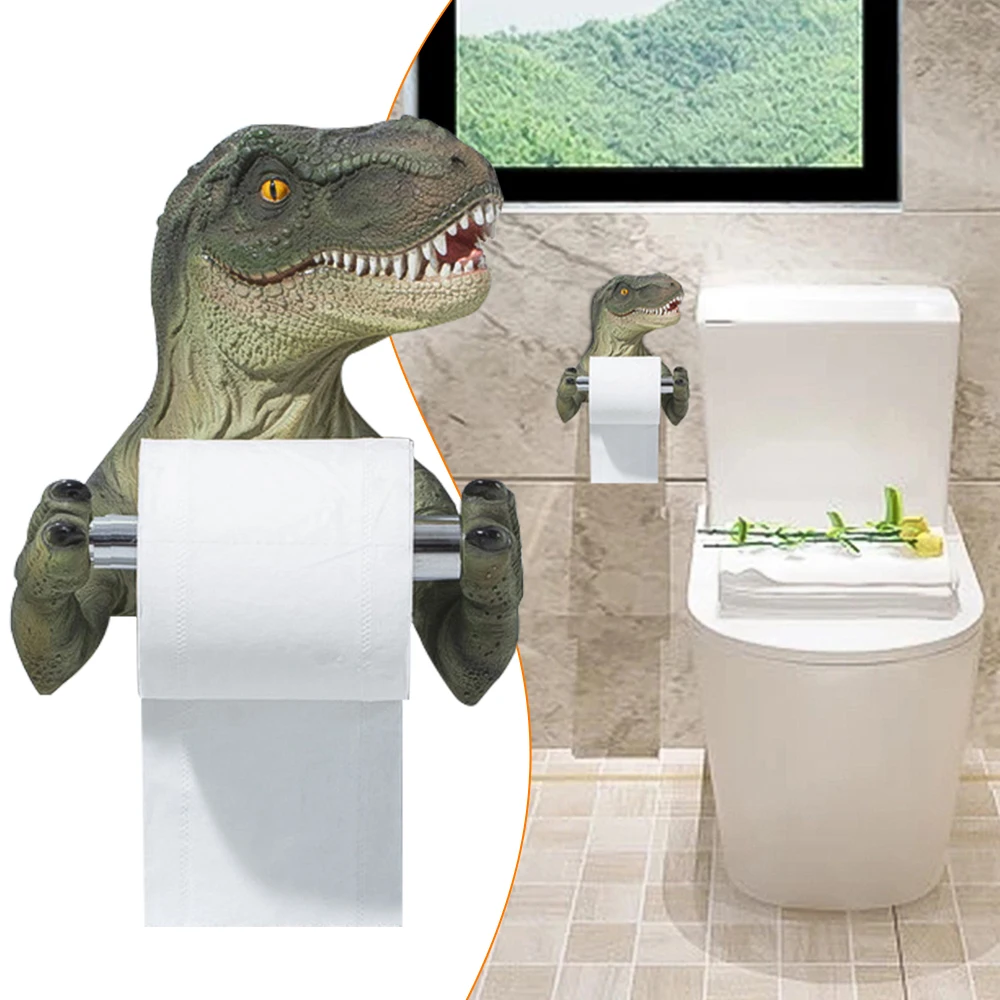 

Toilet Paper Holder Tissue Box Resin Wall Rack Toilet Paper Holder 3D Dinosaur Rack Bathroom Decor Shelf Bathroom Accessories