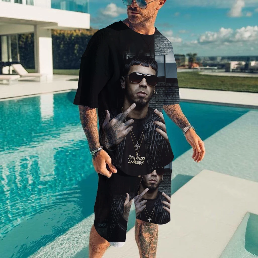 Mens 3D Print Fashion Tracksuit T Shirts Shorts Sportswear