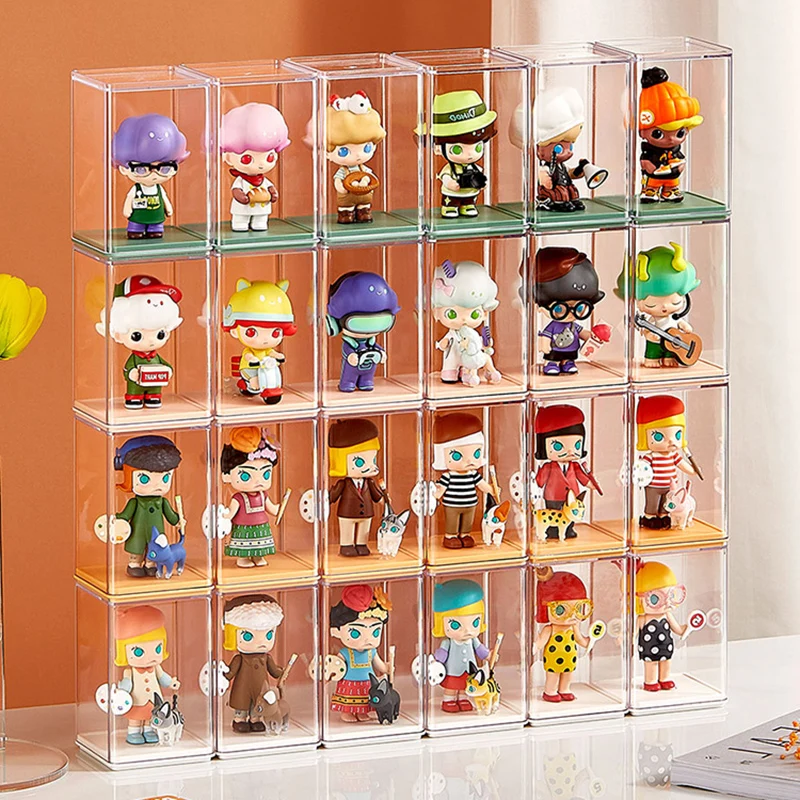 팝마트 인형용 아크릴 보관 정리함, 장난감 미스터리 박스 디스플레이 스탠드 보관 박스 케이스, 블라인드 박스 방진 쇼케이스