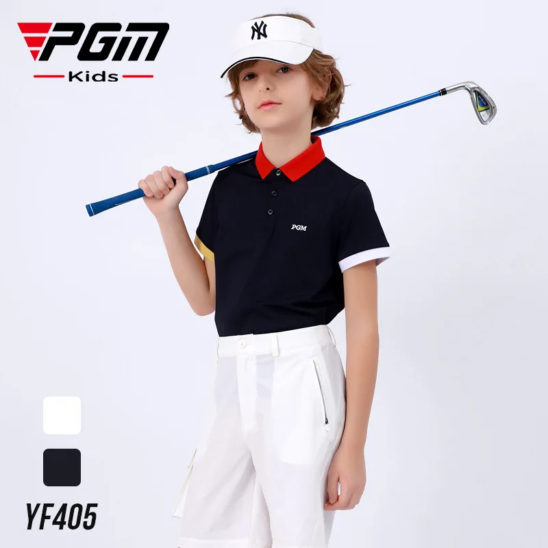 

PGM Golf T-shirt Golf Clothing Boys Quick-drying Golf Shirts Summer Breathable Elastic Golf Short Sleeved Uniforms YF405