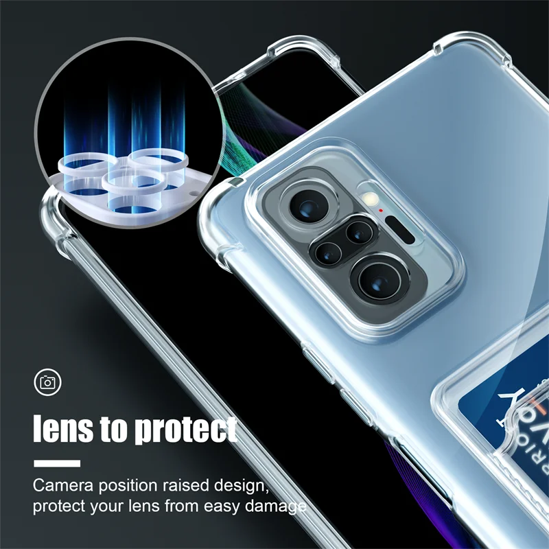 Neue Kartenhülle mit transparentem Handyhülle-Design für Xiaomi Redmi Note 10 Pro 10S 11 11s 12 12s 13c Note 13 Pro 5G Rückseite – Detail 4