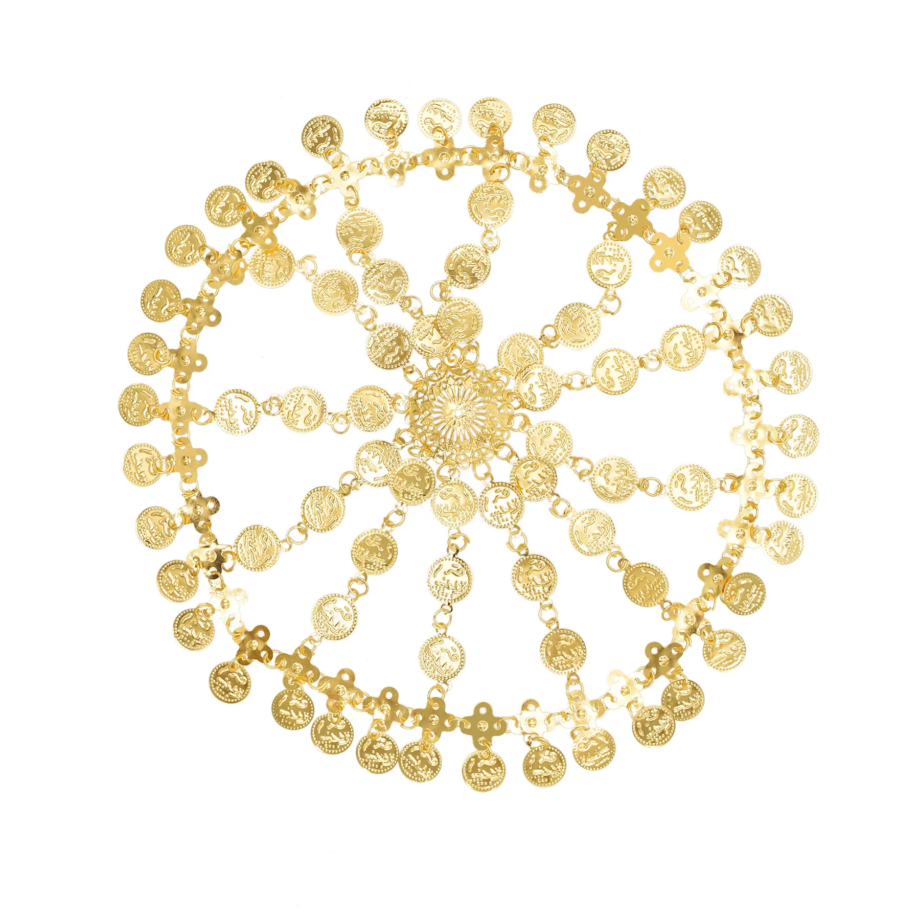 New Headdress Jewelry Metal Coin Hat Exaggerated Hair Jewelry for Women Middle East Bohemia Hair Accessories