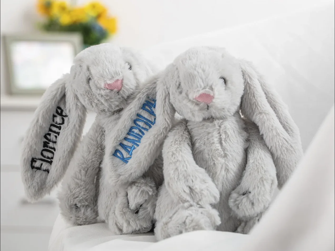 Monogrammed Bunny Personalized Stuffed Bunny Toy Easter Gift Embroidered Baby Gifts With Name For Baby Shower plush toy plush doll action figures toys