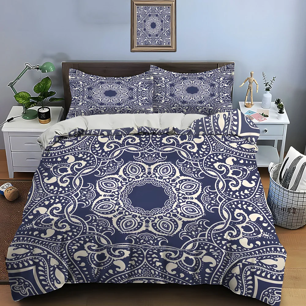 Intricate Mandala Style Decorative Pattern Bedding Set for Kids Luxury Gift 3pcs Digital Print Comforter Set Soft Comfortable 1