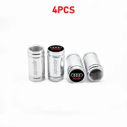 Luxury Car Tire Valve Caps and Suede Keychain Gift Set (Sports Silver Audi)