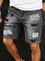 Short en détresse pour hommes, jeans à la mode, style décontracté d'été, taille moyenne, couleur claire, tissé, vente en gros 6