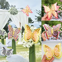 28cm Large Size Butterfly Sticker Wall Stickers Home Wedding Decoration Simulation Hollow Four-layer with Pearl DIY Party Decor