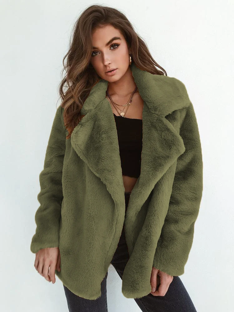 

Oversized Fluffy Jacket Women Winter Casual Warm Thick Plush Coat Female Elegant Fashion Vintage Loose Teddy Cardigan Overcoat