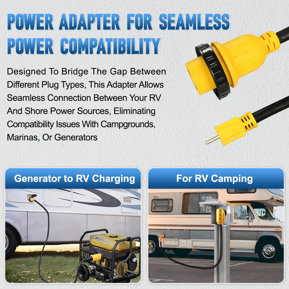 125V Universal For NEMA 5-15P Male to L5-30R Female 15 Amp to 30 Amp RV power Adapter Cord with Twist Locking For Trailer Camper