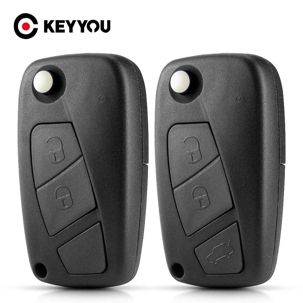 Keyyou Per Fiat 500 Key Shell Panda 2003-2012 Stilo Ducato Punto Auto Pieghevole Car Key Fob Cover Case Car 3 Pulsanti