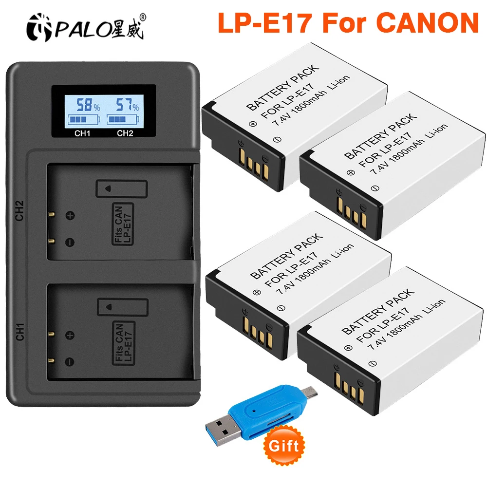 Hisewen - Paquete De 2 Baterías LP-E17 Y Cargador Dual Para Canon EOS
