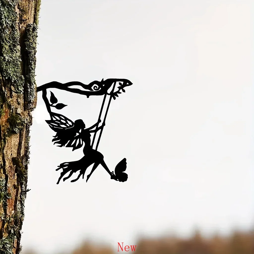 

Metal Swing Girl Silhouette Art Outdoor Garden Decor Yard Tree Decoration Metal Decor Inserted In Outdoor Garden Decoration wall