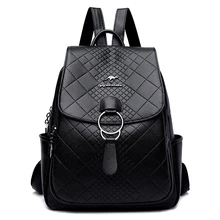 

Fashion School Backpack for Women 2022 High Quality PU Leather Rucksack Large Capacity Travel Diamond Lattice Female Bag Mochila