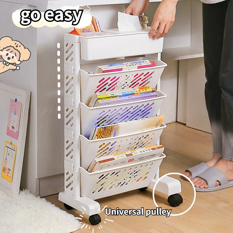 Removable Multi-Layer Desk Side Simple Floor-To-Ceiling Bookshelves Magazine Racks Office File Racks Kitchen Clutter Trolleys