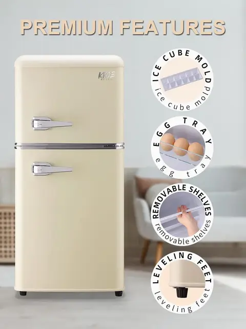 KRIB BLING 3.2 Cu.ft Compact Refrigerator, Mini Fridge with Freezer, Retro Design Small Drink Chiller for Home, Office 2