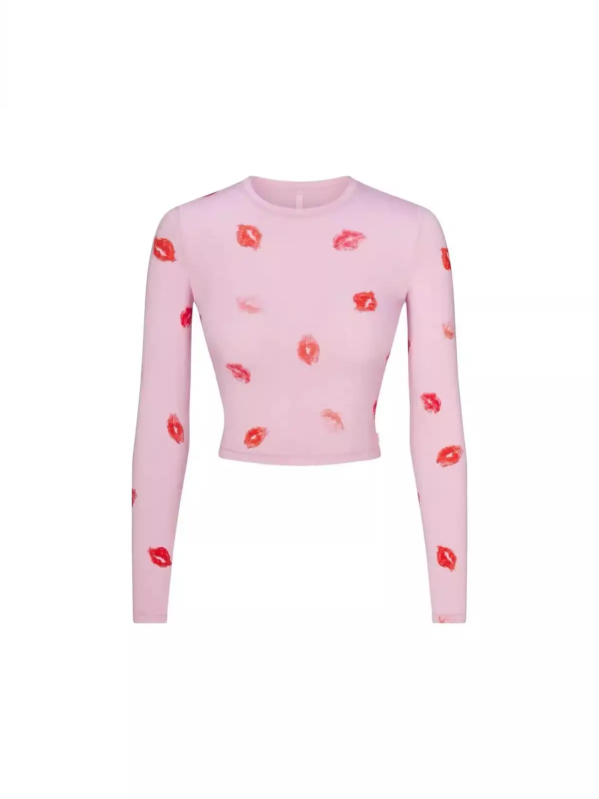 Kardaian Vntine's Day Series Red Lip Print Long Sve T-irt And Pants Slim Fit Spwear Set Casual Sle Universal Fit