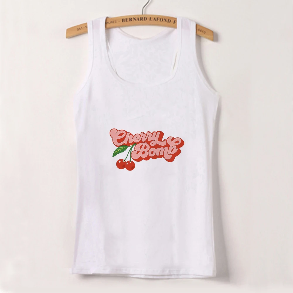 Short-sleeved T-shirt Women Summer cherry letter print short-sleeved top Spice Girls wearing crop short slim-fit street style