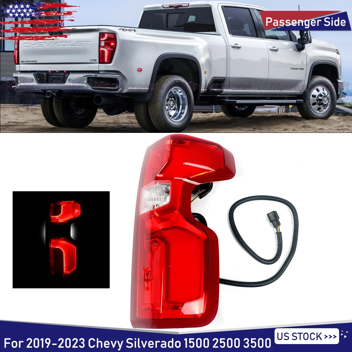

For 2019-2023 Chevy Silverado LED Type Rear Tail Light Brake Lamp Passenger Side