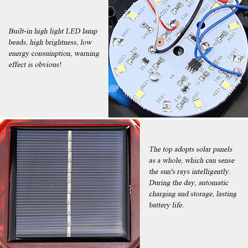 Magnetic Car Roof Blinking LED Warning Light High-light Energy Efficient Night Solar Emergency Signal Automatic Sensor