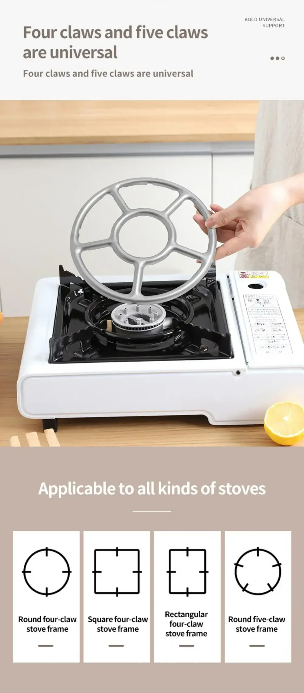 Description Picture 5 of itemUniversal Gas Stove Bracket Kitchen Non Slip Cast Iron Stove Trivets Cooktop Range Pan Holder Stand Milk Pot Holder for Gas Hob