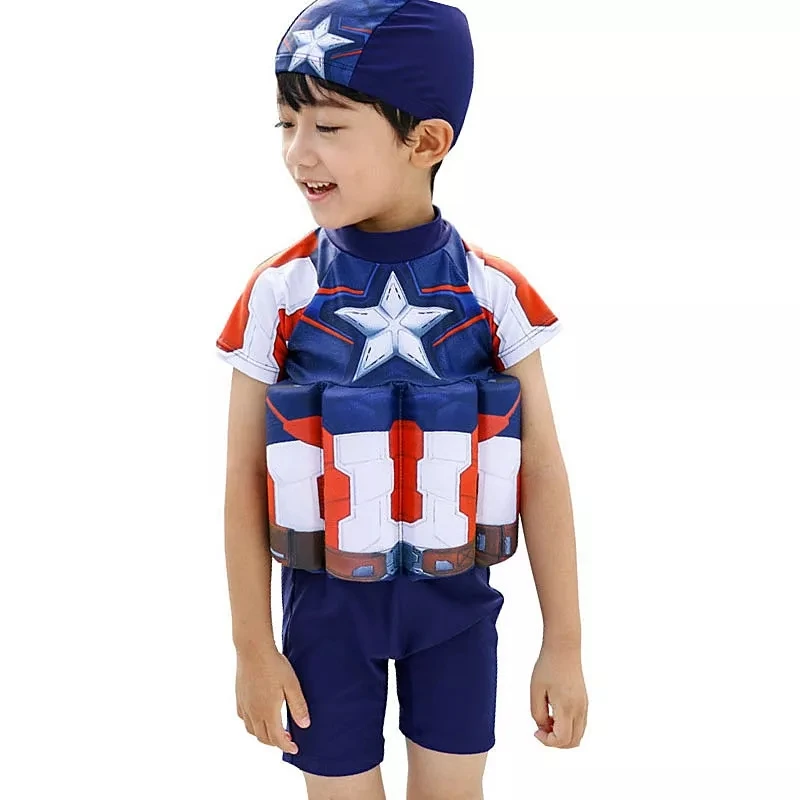 Buoyancy Swimsuit One Piece Suit 2-7 Year Children Short Sleeve Floating Swimwear Kid Cartoon Swimming Suit Bathing one piece swimsuit children swimsuit children swimsuits